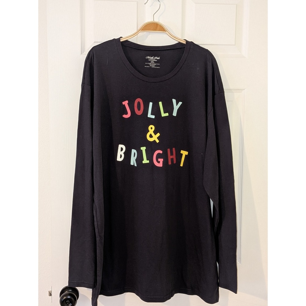North Pole Jolly & Bright Christmas Holiday Sleep Shirt Top‎ 2XL NWT